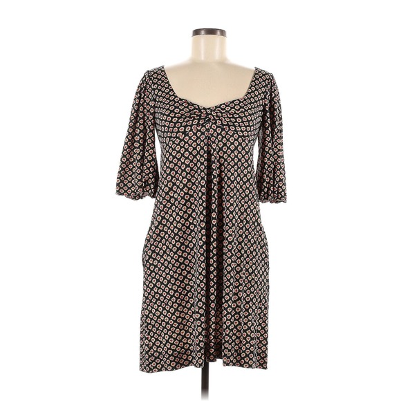 RARE Designer Diane von Furstenberg Hearts Print w Pockets Black Red Dress Sz 6 - Picture 1 of 3